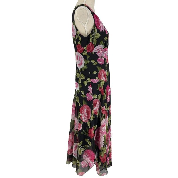 Another Thyme Womens Sleeveless Floral Chiffon Midi Dress Pullover Surplice 8 - Picture 5 of 12